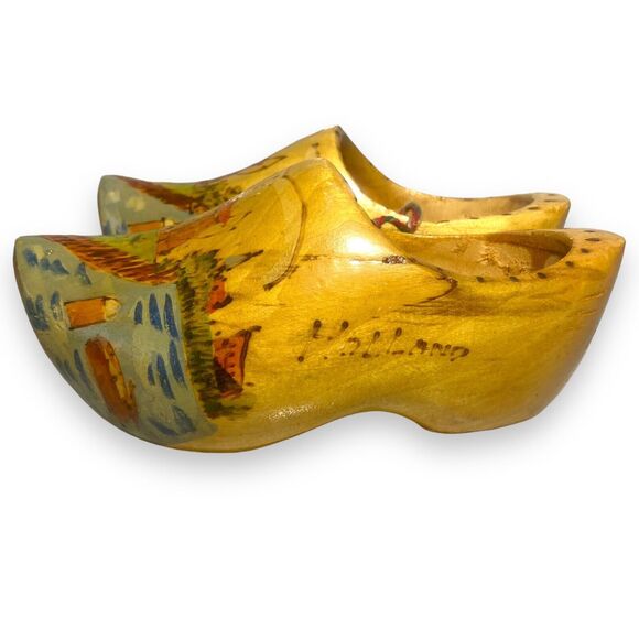 Vintage Dutch Clogs Klompen Hand Carved Wood Holland Souvenir Decor Traditional - Picture 5 of 10